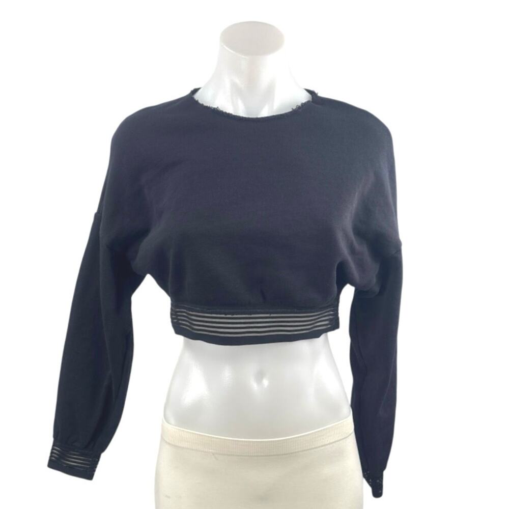 Polo Garage Long Sleeve Crew Neck Crop Yoga Athletic Activewear Sweatshirt Top 2